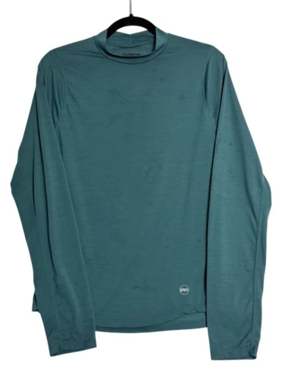 Janji Run Everywhere Repeat Merino Teal Blue Green Long Sleeve Shirt Size Small